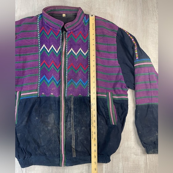 VINTAGE EMBROIDERED COTTON COLORFUL MADE IN GUATEMALA JACKET XL - Picture 6 of 8